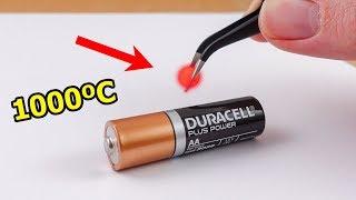 EXPERIMENT Glowing 1000 Degree mini METAL BALL vs BATTERY