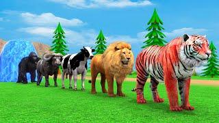 Paint & Animals Tiger Lion  Buffalo Elpehant  Animal Crossing Fountain   Funny Animals Cartoon