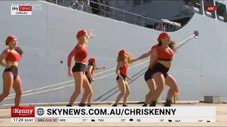 Top military brass treated to bizarre twerking dance during commissioning of HMAS Supply