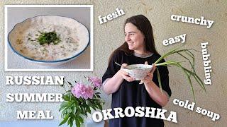 Cooking Russian Traditional Summer Meal — Okroshka  Cuisine in Russia