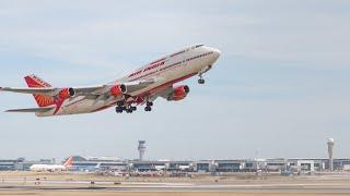 Air India B747 full final takeoff from chatrapati shivaji maharaj international airport  .