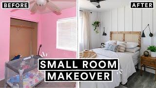 EXTREME SMALL BEDROOM MAKEOVER + DIY HEADBOARD From Start To Finish