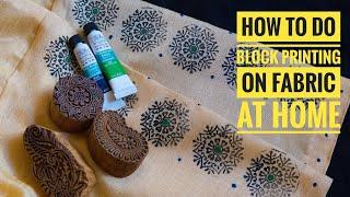 How to do block printing on fabric at home  DIY Block Printing  Fabric Paints