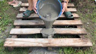 Flower pots craft  Details how to make Flower pots from Cement and Wood Pallet