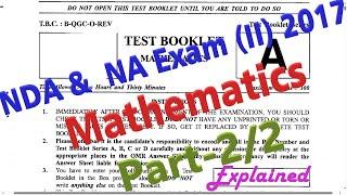 NDA & NA ExamII 2017_Maths 2 nda previous year paper solved nda pyq Explained#nda #cds #upsc