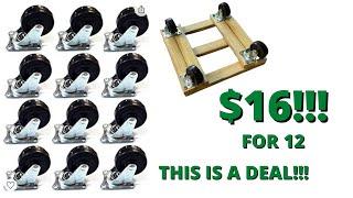 12 Pack 2 Swivel Caster Wheels Rubber Base with Top Plate & Bearing Heavy Duty unboxingreview