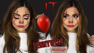 IT PENNYWISE HALLOWEEN GLAM MAKEUP TUTORIAL EASY LOOK