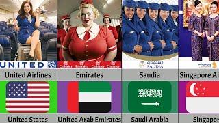 Air hostess uniform from different countries airlines female