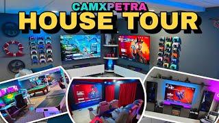 ULTIMATE Gaming Setup HOUSE TOUR - CamXPetra Dual PS5  PC BattleStation  120 Theater  Game Room