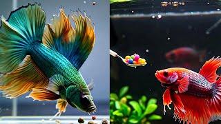 Feeding my wild betta and my red ohm betta #fishtank #aquarium #bettafish