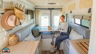 Her DIY ProMaster w Shower Toilet Convertible Bed & Gym