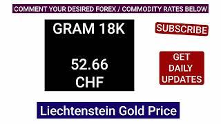 Today Gold Price in LIECHTENSTEIN  24K & 22K 21K 18K Carat Gold Rate in SWISS FRANC CHF