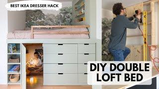 DIY Double Loft Bed with Hidden Hideout  Ikea Dresser Hack