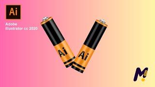 Illustrator 3D Battery  easily step by step  Adobe illustrator CC 2020