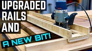 Upgraded router sled rails and a new flattening bit  How to flatten a slab