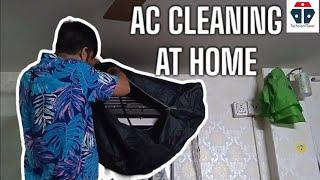 SPLIT AC CLEANING AT HOME  Split AC service with pressure washer