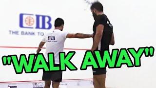 SQUASH. Parker and Dessouky have heated argument  Just walk away Fares