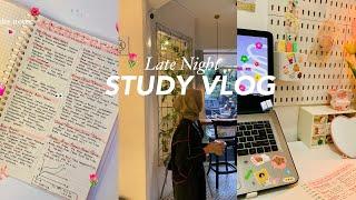 Late night study vlog being productive note taking