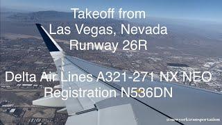 Takeoff from Las Vegas Nevada Runway 26R Delta Air Lines A321-271NX NEO Registration N536DN