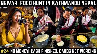 Newari food hunt in Kathmandu Nepal  Nepal food tour  Newari Bara Mutton and Chicken Pickle