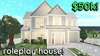 50k Aesthetic Bloxburg Roleplay House Build 2 Story Exterior Tutorial *WITH VOICE*