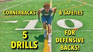 5 DRILLS FOR DEFENSIVE BACK SKILLS FOR CORNERBACKS AND SAFETIES.