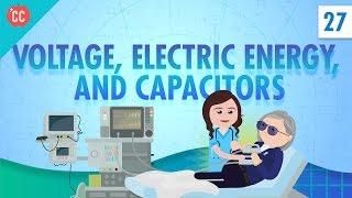 Voltage Electric Energy and Capacitors Crash Course Physics #27