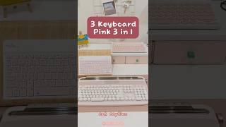 3 Keyboard Bluetooth 3 in 1 Nuansa Pink Putih