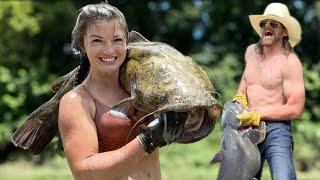 Catfish Noodling With My XGF Hannah Barron - Two HUGE Fish Rodeo Time 378