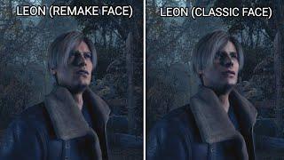 Leons Classic Face vs Remake Face - Full Comparison in RESIDENT EVIL 4 REMAKE