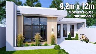 Simple House  House Design idea   9.2m x 12m 3Bedrooms 110sqm