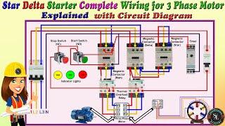 Star-Delta Starter Complete Wiring for 3 Phase Motor  Star-Delta Control Connection  Explained