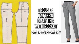 HOW TO MAKE WOMEN TROUSER WITH POCKET  PANT PATTERN DRAFTING  DETAILED FEMALE TROUSER