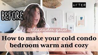 Cold Condo Bedroom Gets A Cozy Makeover  Small condo bedroom ideas