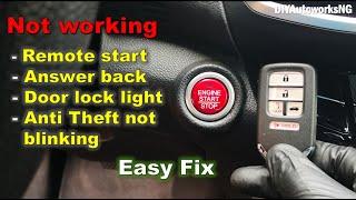 Honda REMOTE START NOT WORKING  Car LOCKS but LIGHTS DONT FLASH  Anti theft NOT BLINKING