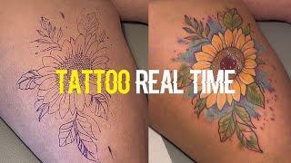 Satisfying colorful sunflower tattoo