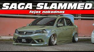 Proton Saga FLX Cecah Lantai Khaki Green + Slammed