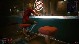 Cyberpunk 2077 - Update 1.30 Tom Owner of Toms Diner Working Front Counter In Watson Gameplay