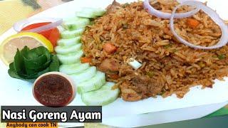 Nasi Goreng Ayam with Sambal Ikan Bilis  Malaysian Fried Rice  Nasi Goreng Ayam Indonesian Recipe