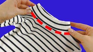 Great sewing trick how to shorten the neck of a sweater easy and quickly
