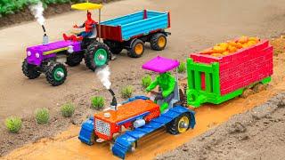 Tractor is stuck in mud DIY making mini heavy tractor trolley  how to recuse Tractor stuck in mud