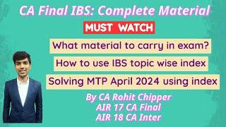 IBS Last Day Strategy May 2024  Solving MTP April 2024 Material to carry in exam  IBS Index