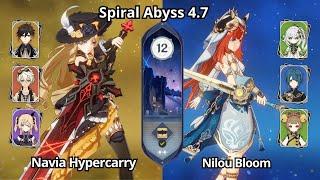 C0 Navia Hypercarry & C0 Nilou Bloom - Spiral Abyss 4.7 Floor 12 Genshin Impact