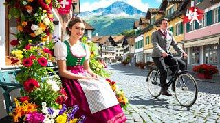 Beautiful Old City of Switzerland Chur Walking Tour Spring 2024 4K 