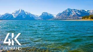 Snowy Mountain and Windy Lake - 8 Hours Sounds of Water Lapping the Lake Shore - 4K UHD Video