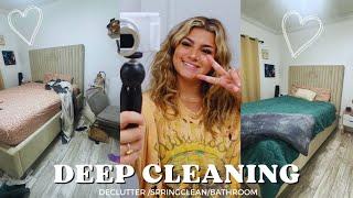 DEEP CLEANING & ORGANIZING MY ROOM declutter spring cleaning & bathroom