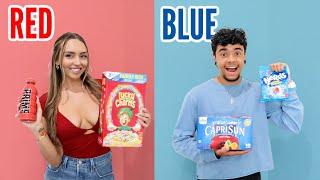 Eating Only ONE Color Of Food For 24 Hours *RED vs BLUE*