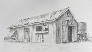 How to Draw an Old Farm Shack 2 - perspective texturing and shading