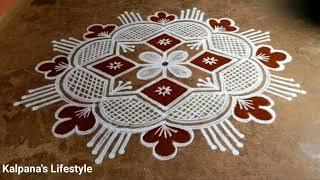 PanguniUtheramSpecial5flowerspadikollam Easy Rangoli design BeautifulKollam pandagamuggulu