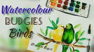 Watercolour BUDGIE - Birds tutorial Step by step for beginners